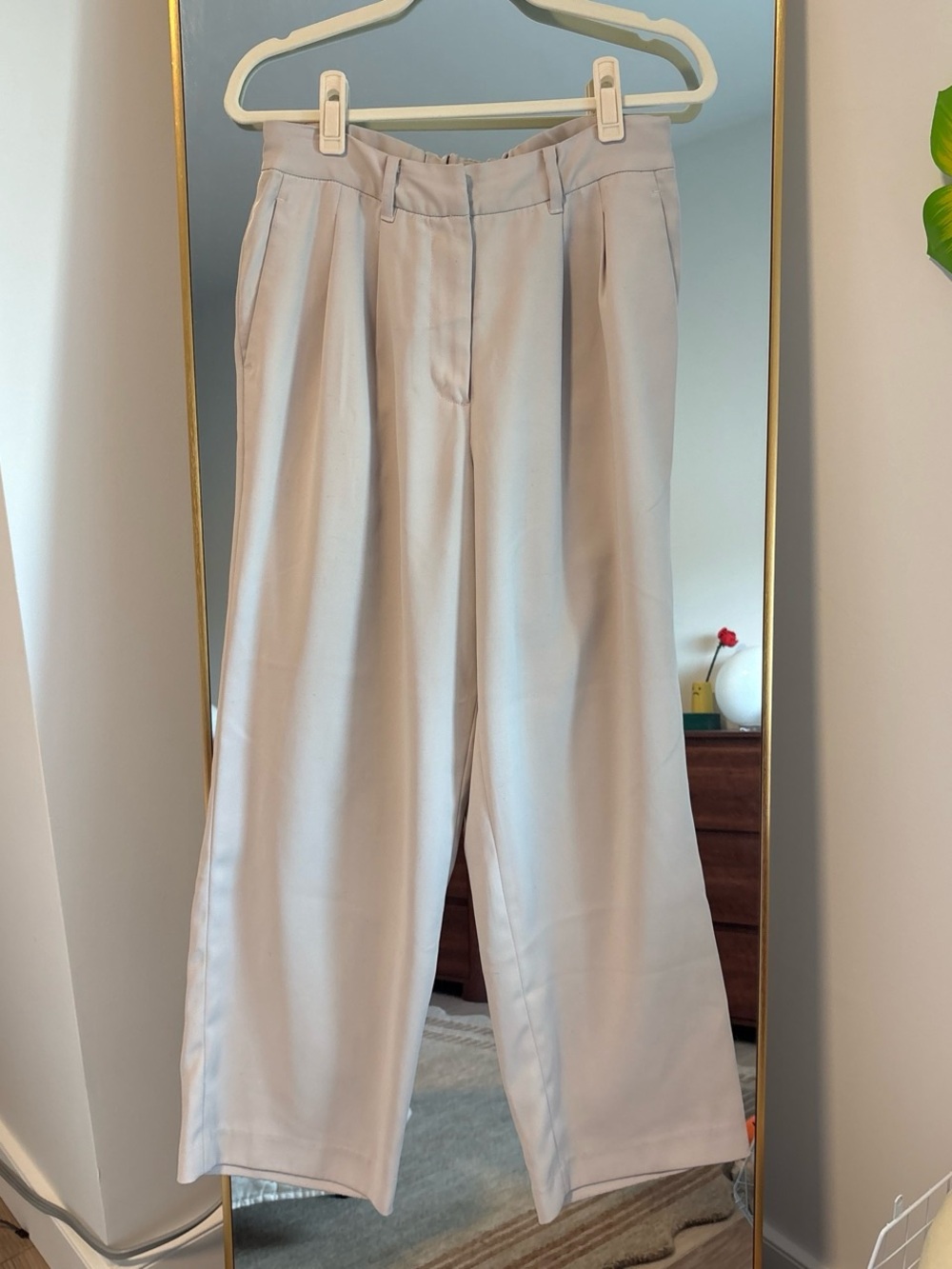 Quince Womens Wide-Leg Cream Trousers